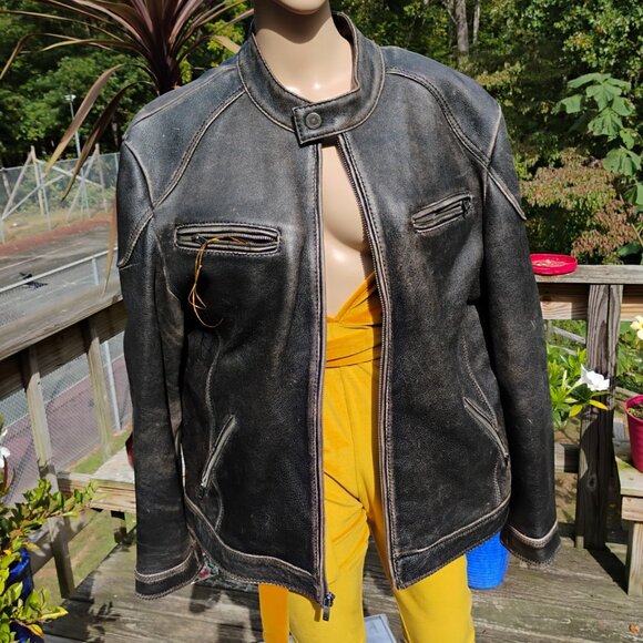 Wilson’s Leather Distressed Moto Jacket – 100% Genuine Leather – Men’s XL / Unis - Picture 1 of 6